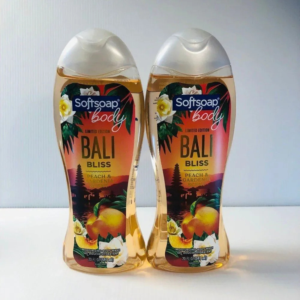 Softsoap Body Wash Limited Edition Bali Bliss Peach & Gardenia Scent Set of 2